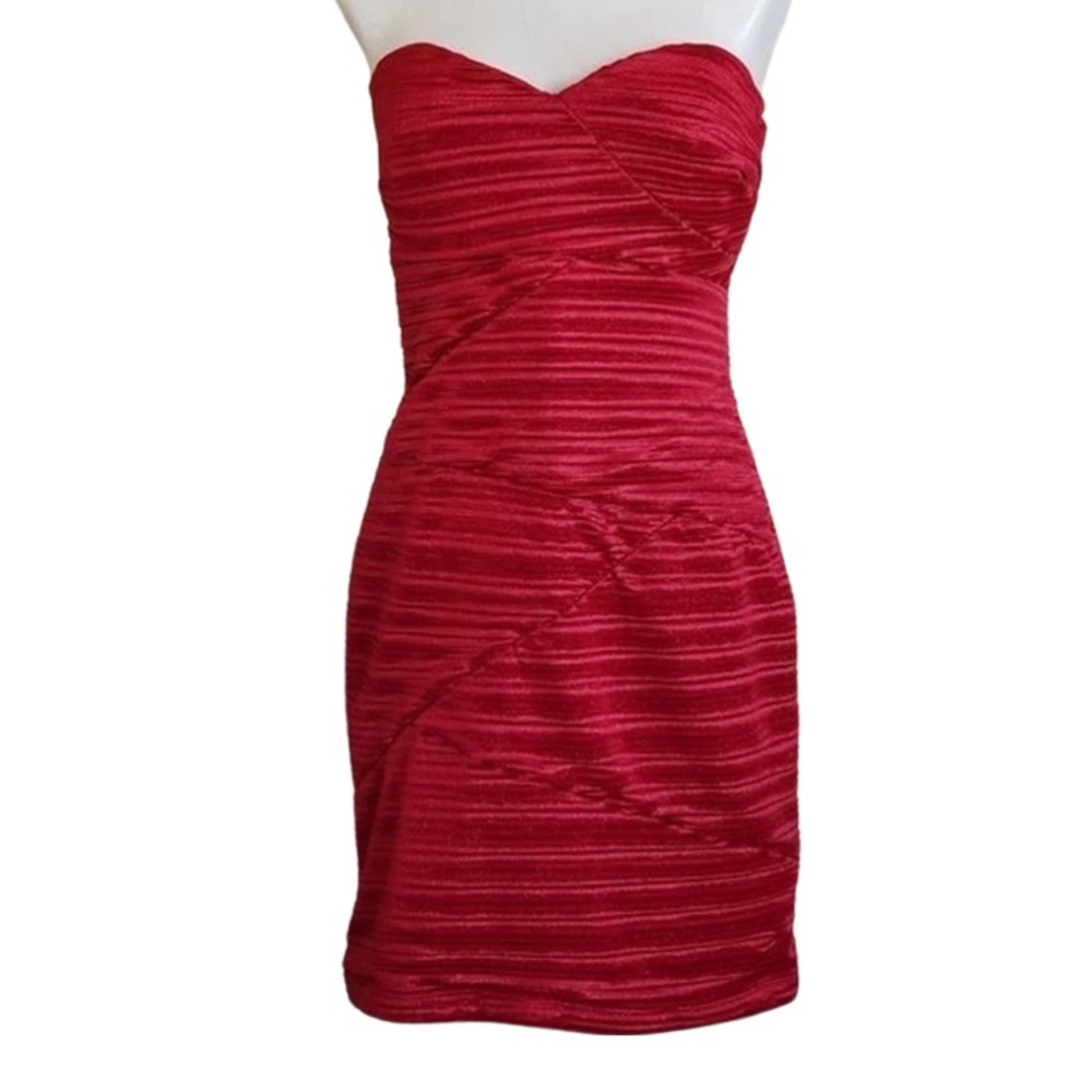 Arden B Red Glitter Strapless Dress